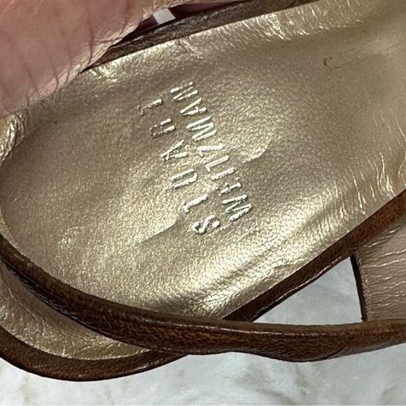 Stuart Weitzman Brown Slingback Heels with Bow Detail - Picture 8 of 10